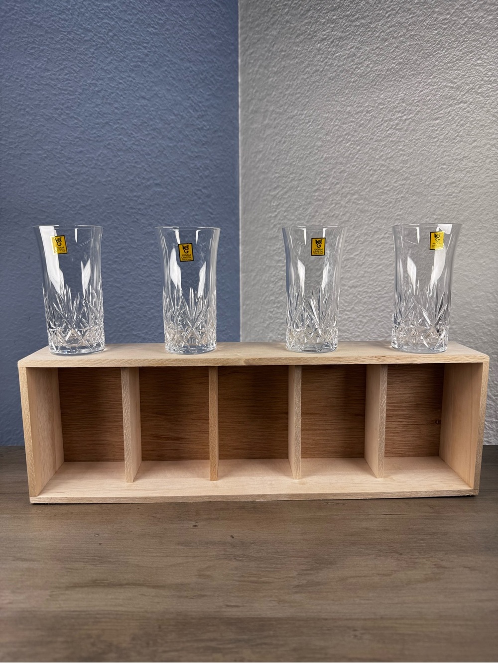 Vintage Kagami Crystal Japan Set 4 Hand Cut Whiskey Tumblers Barware NWOT